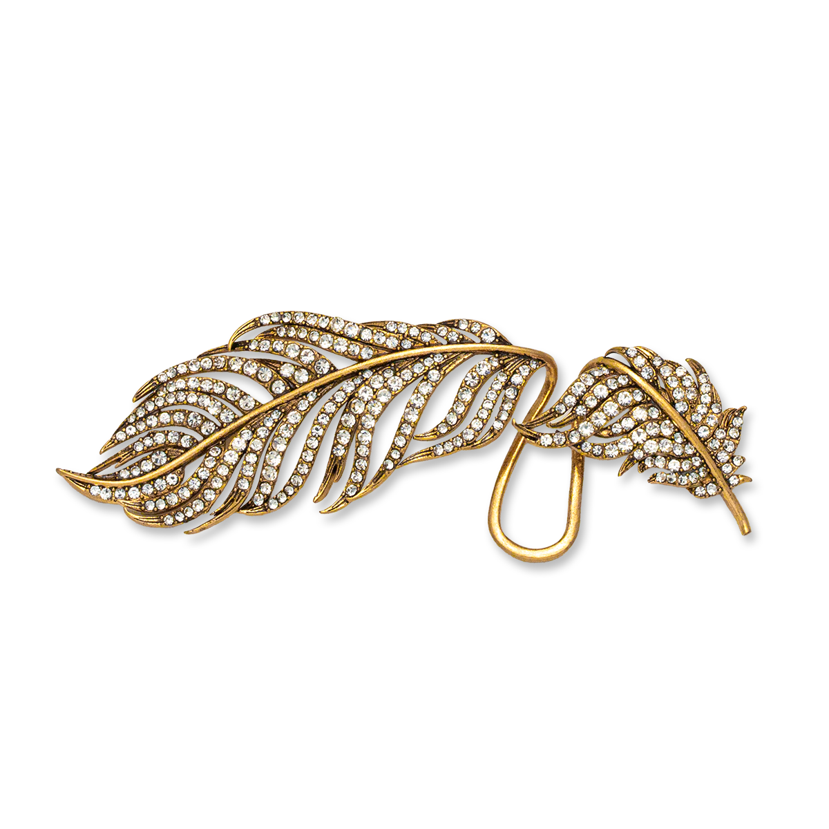 LOOK! NEW Charm NY Ornate Gold SPARKLING RHINESTONE HAT accented with feathers Vintage 40s Feather Hat Rare Unique Statement Hat With  main image 4