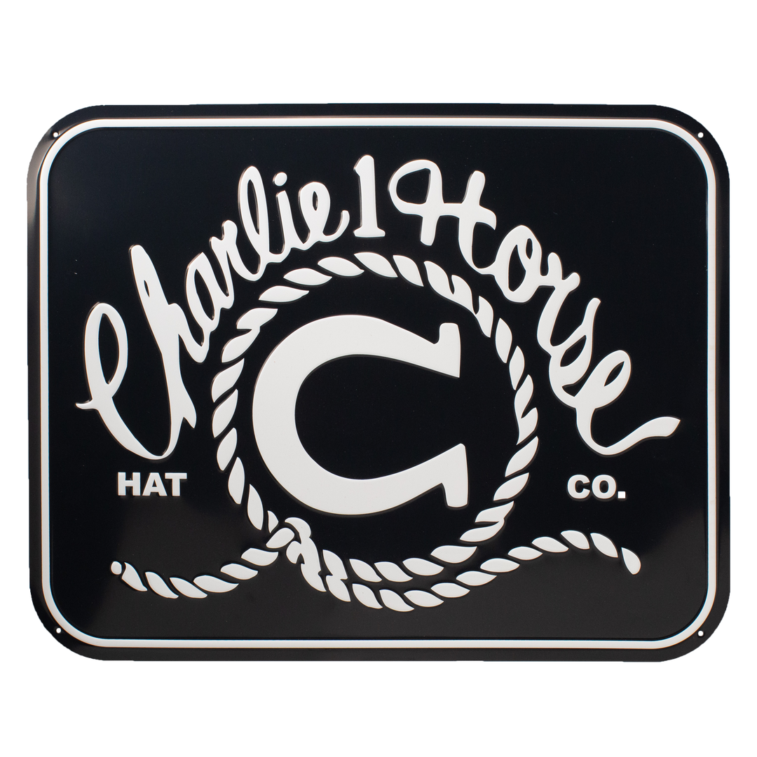 Embossed Charlie 1 Horse Metal Tacker Sign - Charlie 1 Horse