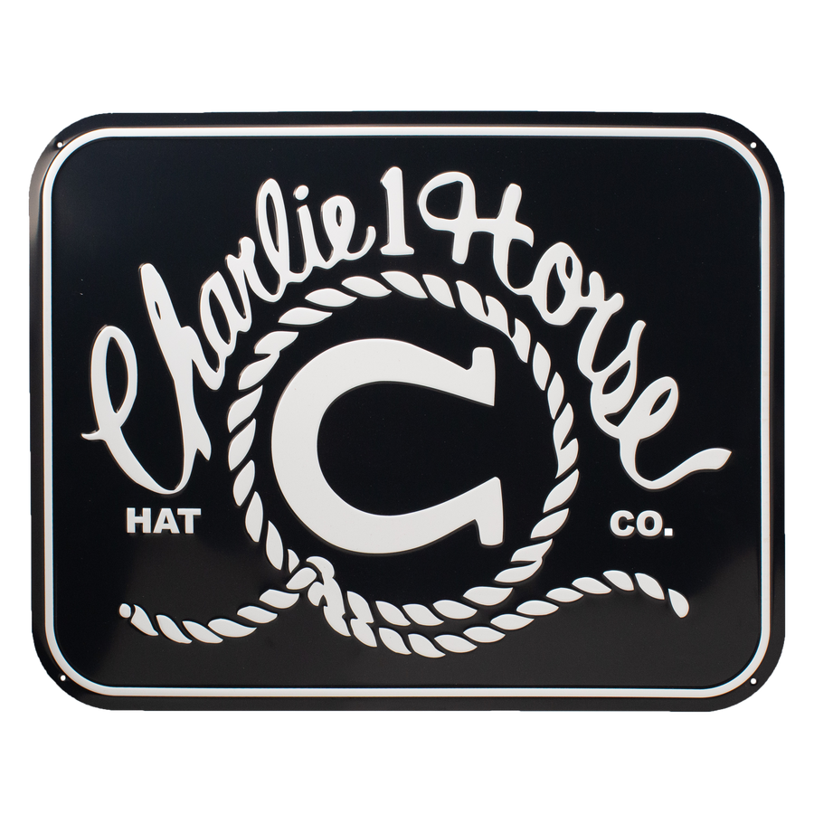 Embossed Charlie 1 Horse Metal Tacker Sign - Charlie 1 Horse
